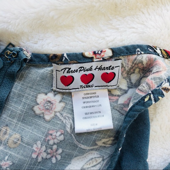 Three Pink Hearts By Trixxi, Floral Skater Dress, Juniors Size M - Picture 6 of 16